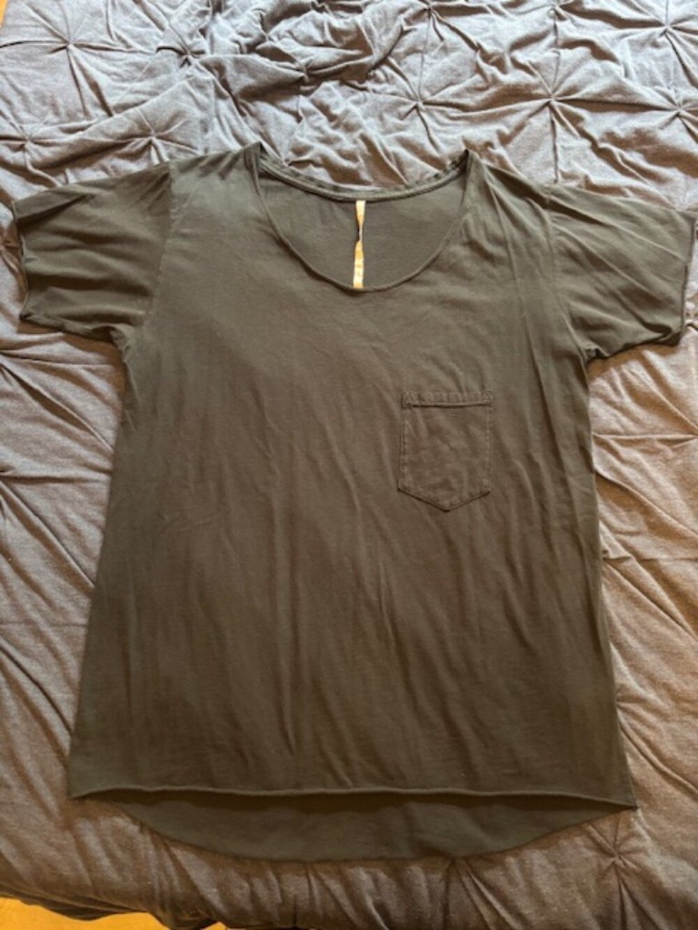 OAK NYC Black Scoop-Neck Pocket T-Shirt XL Soft Tee Classic Cotton Machine Wash
